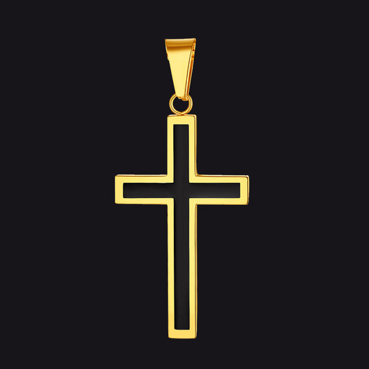 Black Enamel Cross Pendant FaithHeart Jewelry