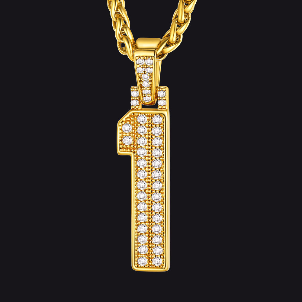 Gold CZ Jersey Number Chain Necklace
