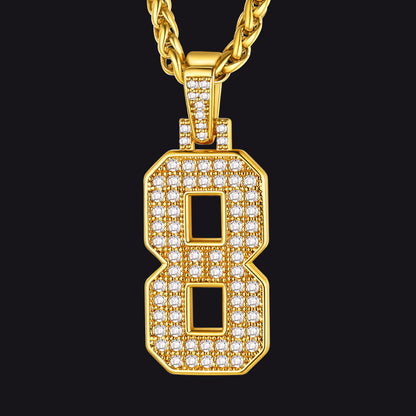Gold necklace with a diamond-encrusted 'B' pendant on a black background