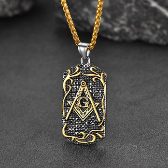 FaithHeart Custom Freemason Masonic Dog Tag Necklace For Men FaithHeart