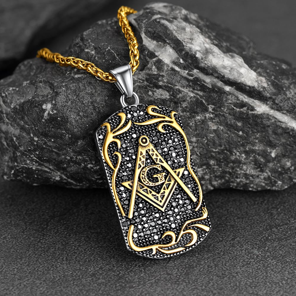 Engraved Freemason Masonic Dog Tag Necklace