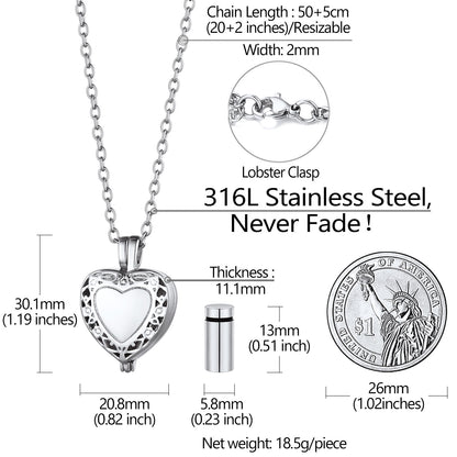  Customized Cremation Heart Locket Urn Necklace for Ashes Memorial Jewelry