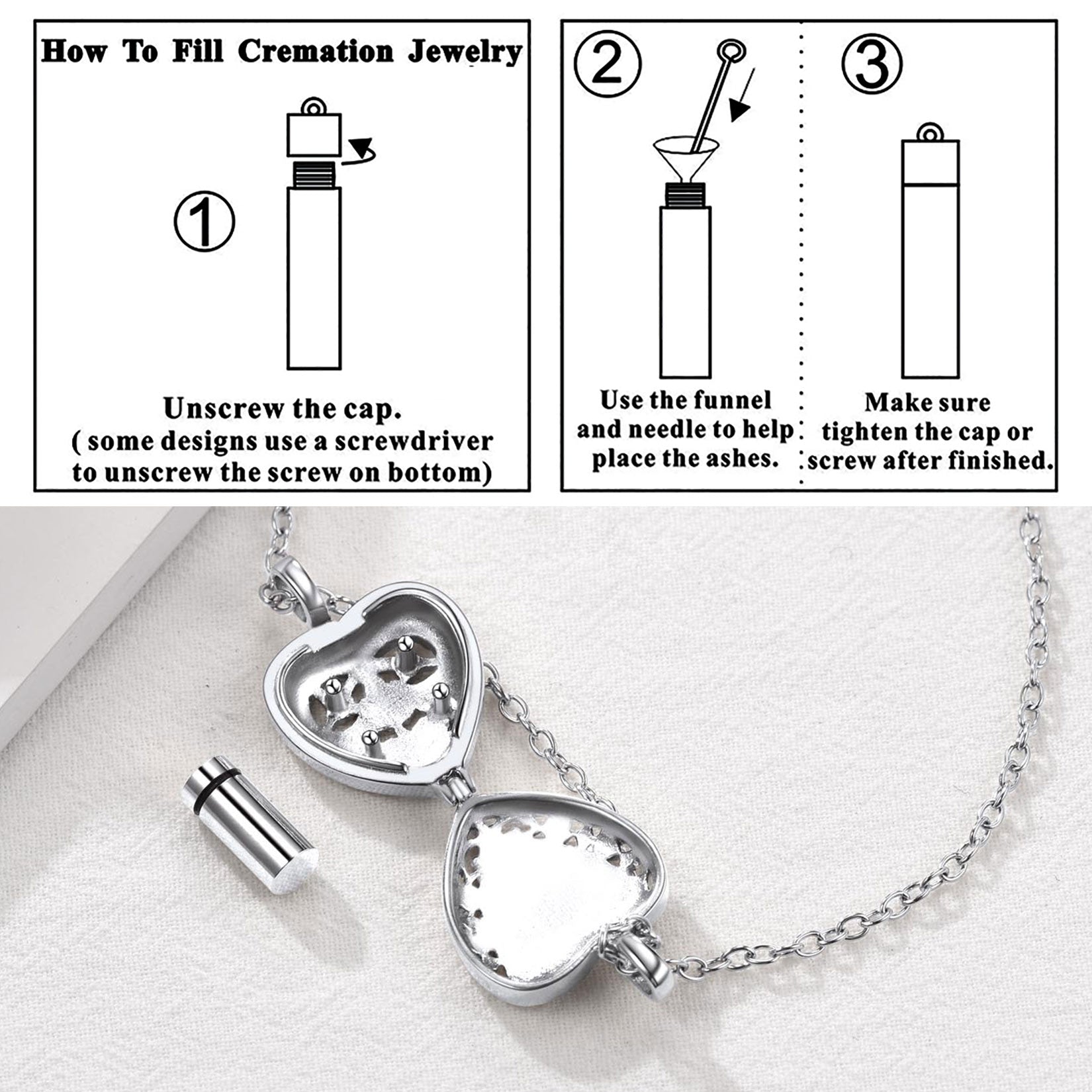  Customized Cremation Heart Locket Urn Necklace for Ashes Memorial Jewelry