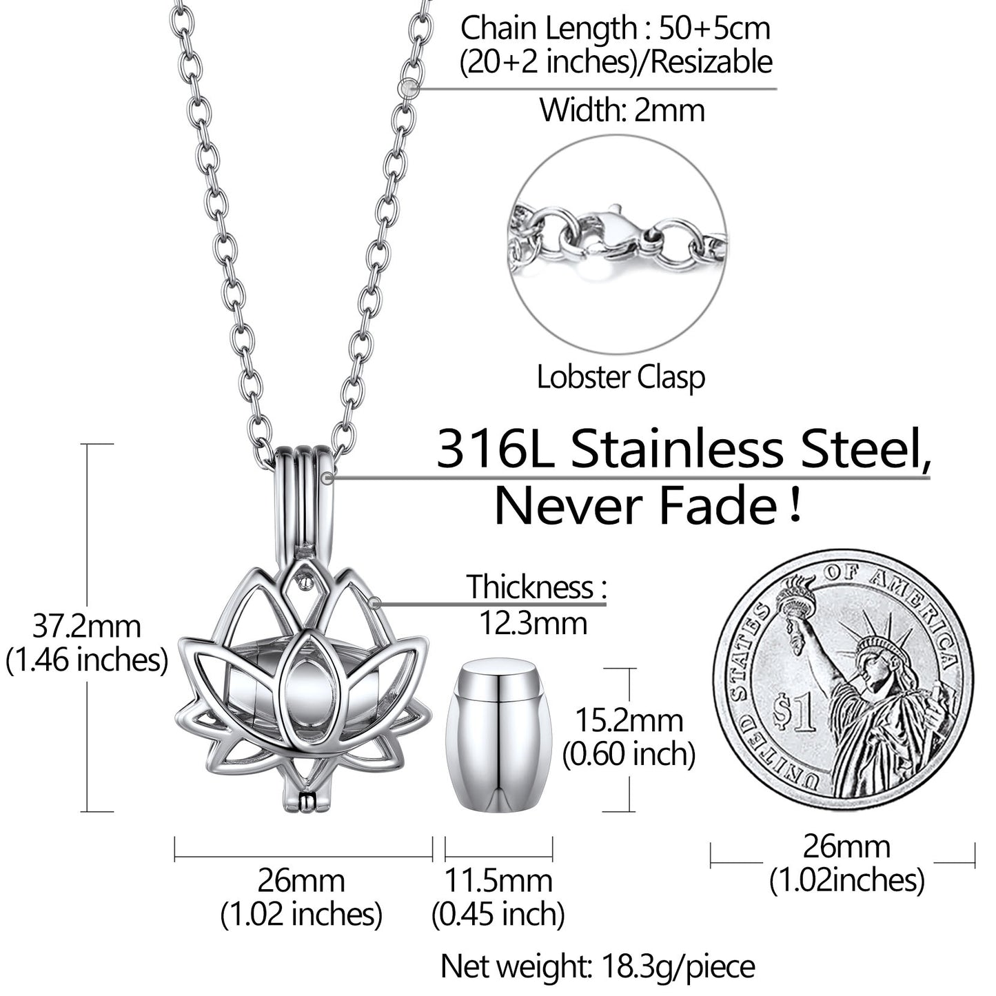 Customized Flower Urn Necklace Cremation Jewelry for Ashes