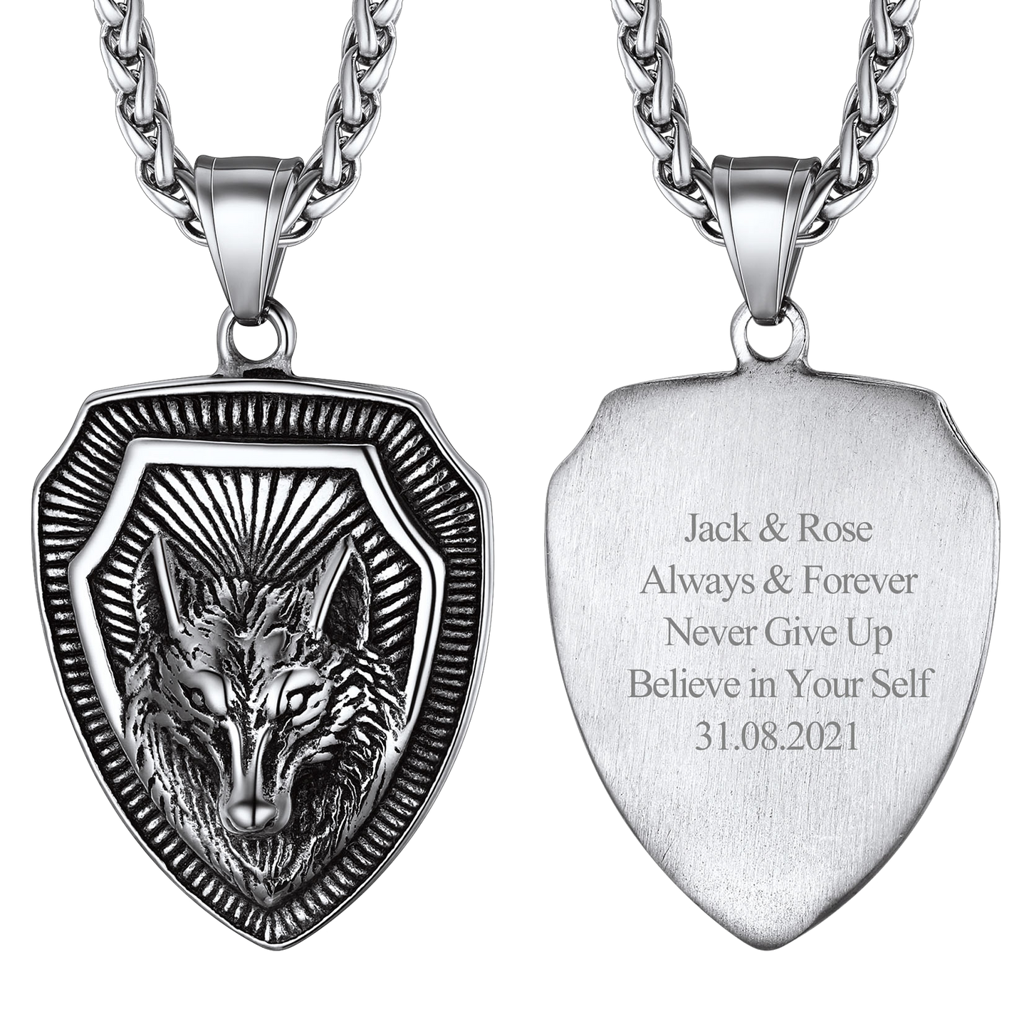 FaithHeart Viking Nordic Wolf Amulet Stainless Steel Pendant Necklace FaithHeart Jewelry