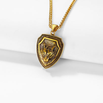 FaithHeart Viking Nordic Wolf Amulet Stainless Steel Pendant Necklace FaithHeart Jewelry