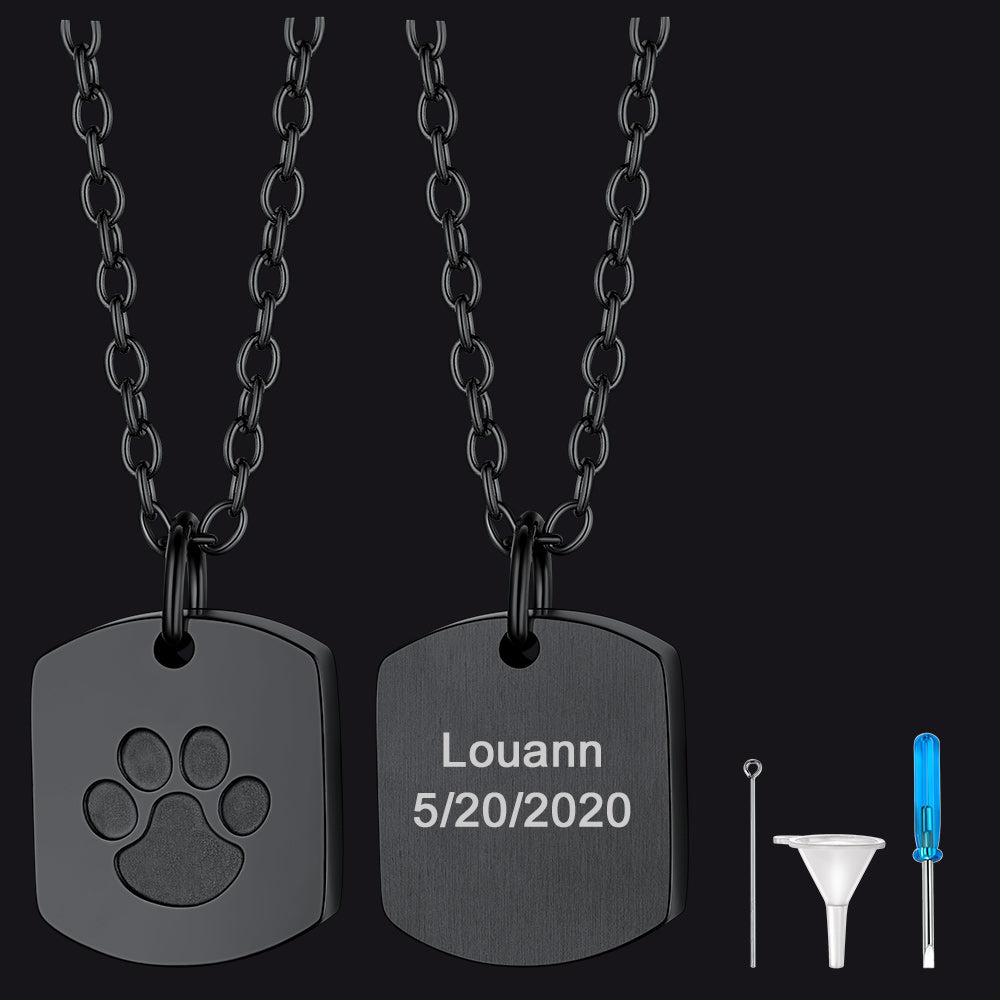 Puppy Feet Urn Dog Tag Necklaces for Ashes for Women Men