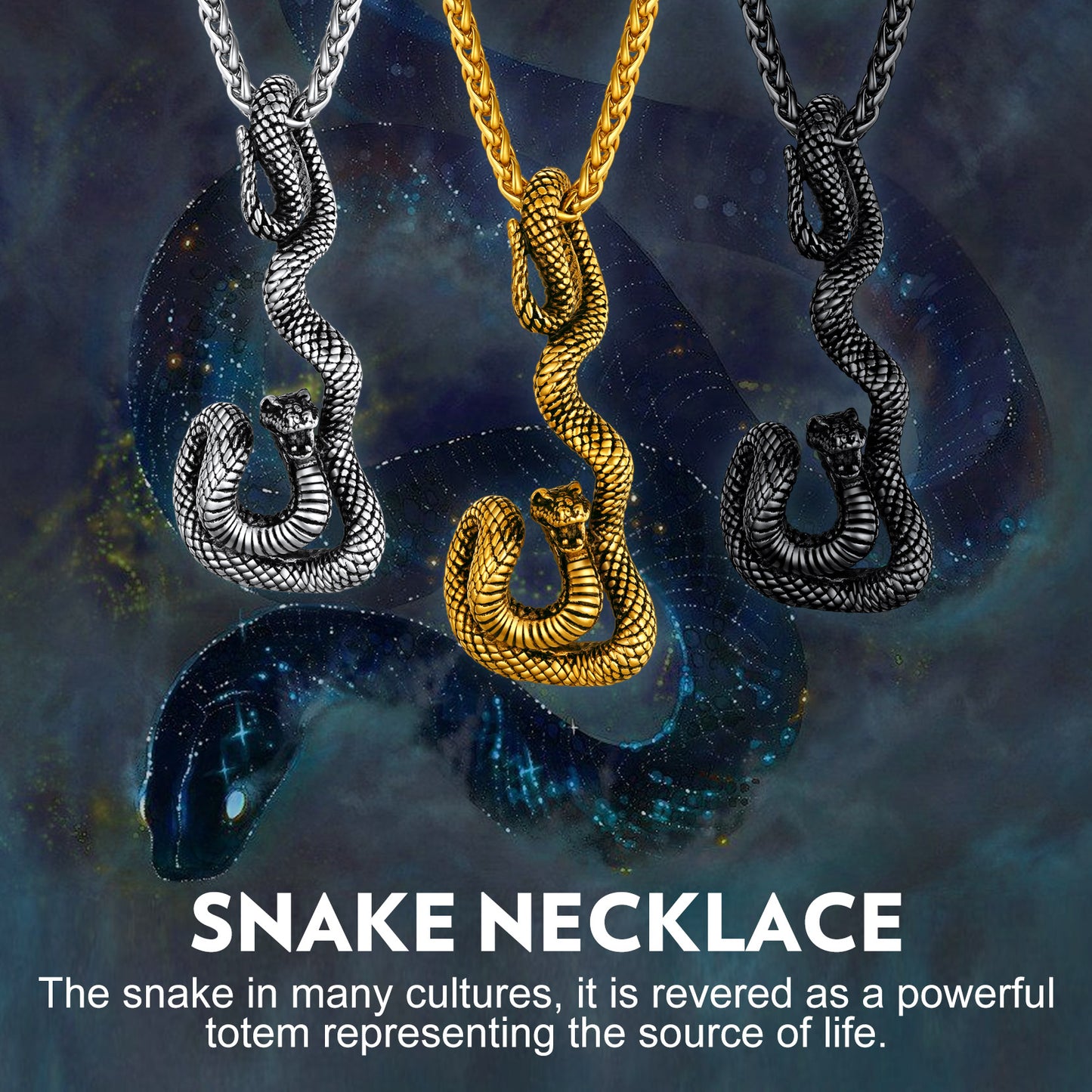 Flash Sale Gothic Snake Pendant Necklace for Men