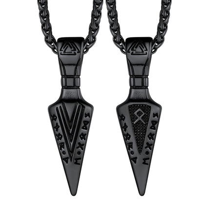 Viking Gungnir Spear Necklace with Runes For Men FaithHeart