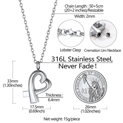 Custom Heart Urn Necklace Cremation Pendants for Ashes