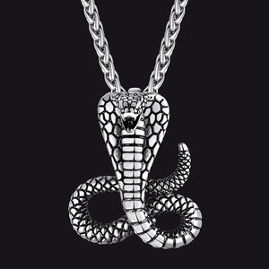 FaithHeart Cobra Pendant Necklace Stainless Steel Punk Jewelry FaithHeart