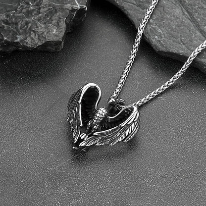 Vintage Viking Stainless Steel Phoenix Pendant Necklace for Men FaithHeart Jewelry