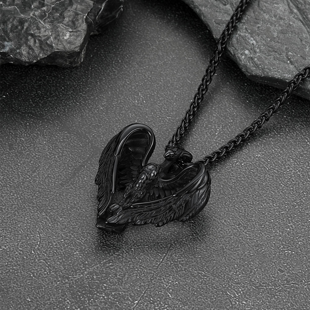 Vintage Viking Stainless Steel Phoenix Pendant Necklace for Men FaithHeart Jewelry