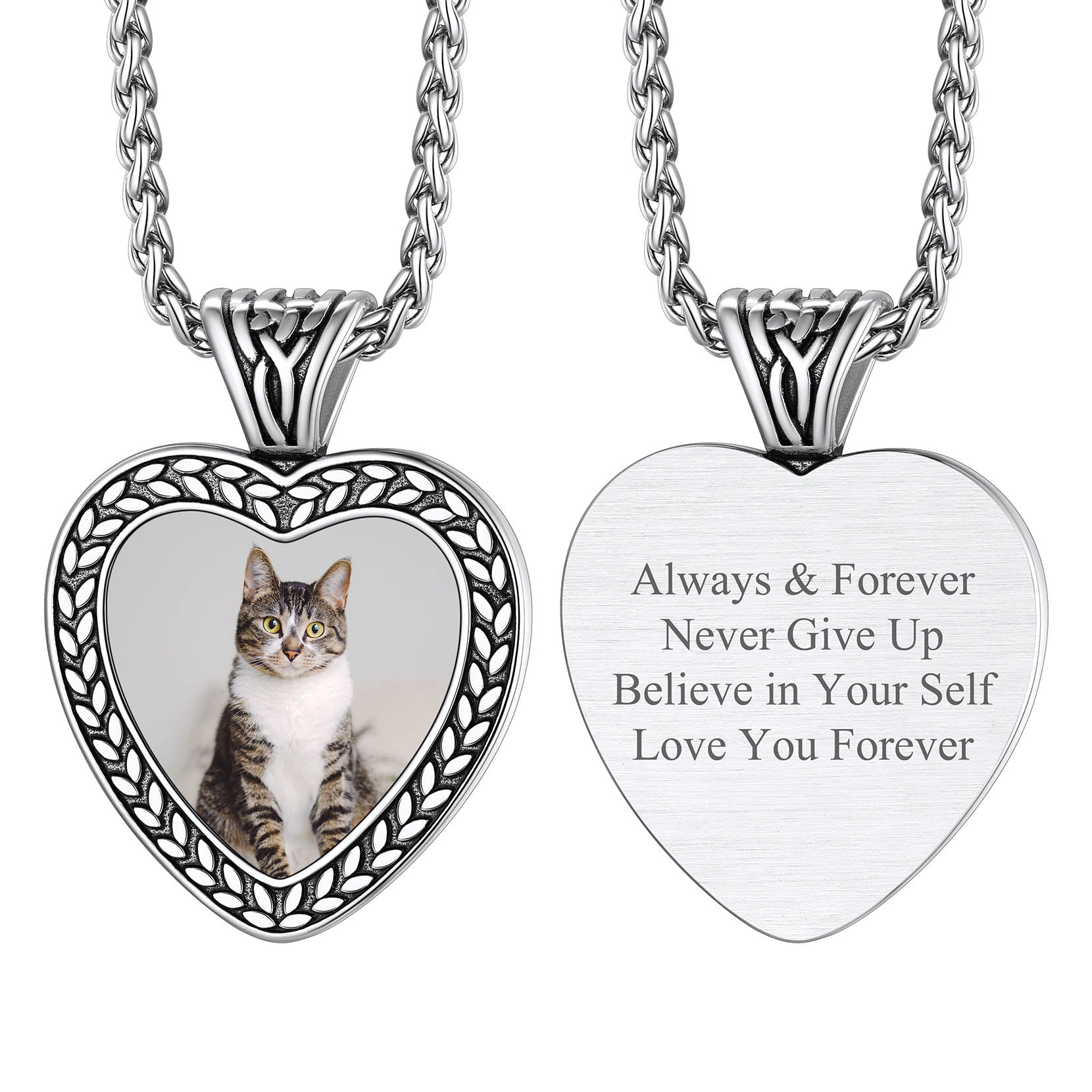 Customized Heart Photo Pendant Memorial Necklace for Women FaithHeart