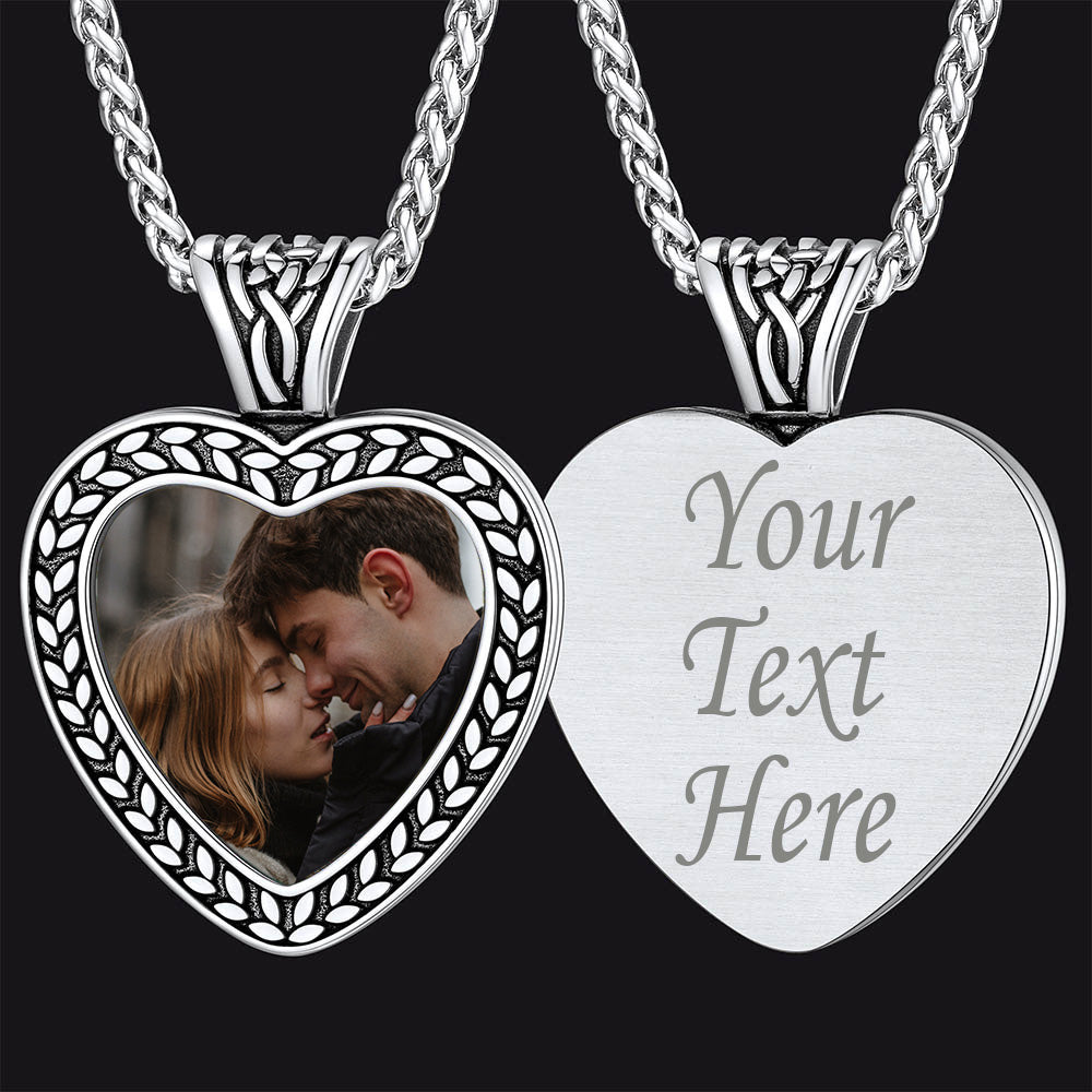 Customized Heart Photo Pendant Memorial Necklace