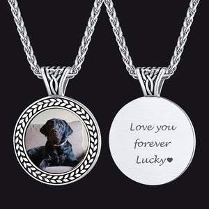 Custom Pet Memorial Photo Necklace Pendant in Steel for Men and Women
