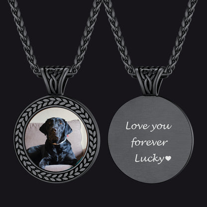 Custom Pet Memorial Photo Necklace Pendant in Steel for Men and Women