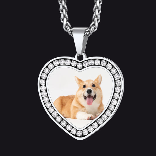 customized photo heart cubic zirconia necklace for womenimg