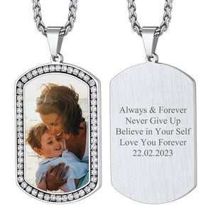Customized Picture Engraved Dog Tag Necklace for Men/Women FaithHeart