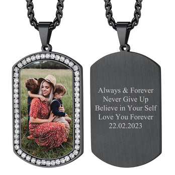 Customized Picture Engraved Dog Tag Necklace for Men/Women FaithHeart