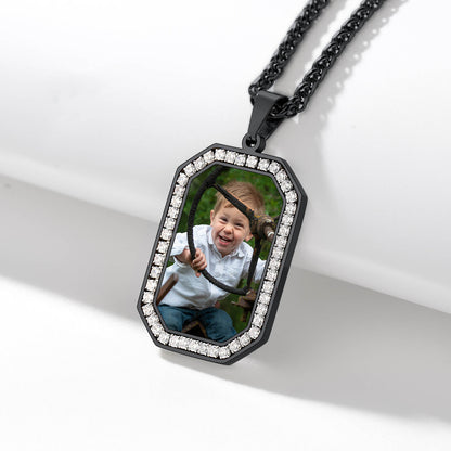 Customized Engraved Picture Dog Tag Necklace Memorial Gift