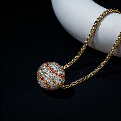  3D Zircon Baseball Necklace Sports Pendant for Fan