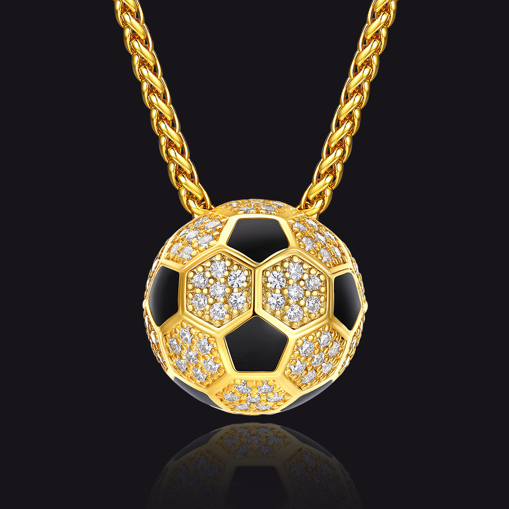  3D CZ Football Necklace Sports Pendant for Fan