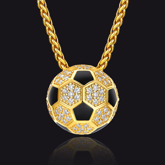 3D CZ Football Necklace Sports Pendant for Fanimg