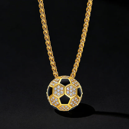  3D CZ Football Necklace Sports Pendant for Fan