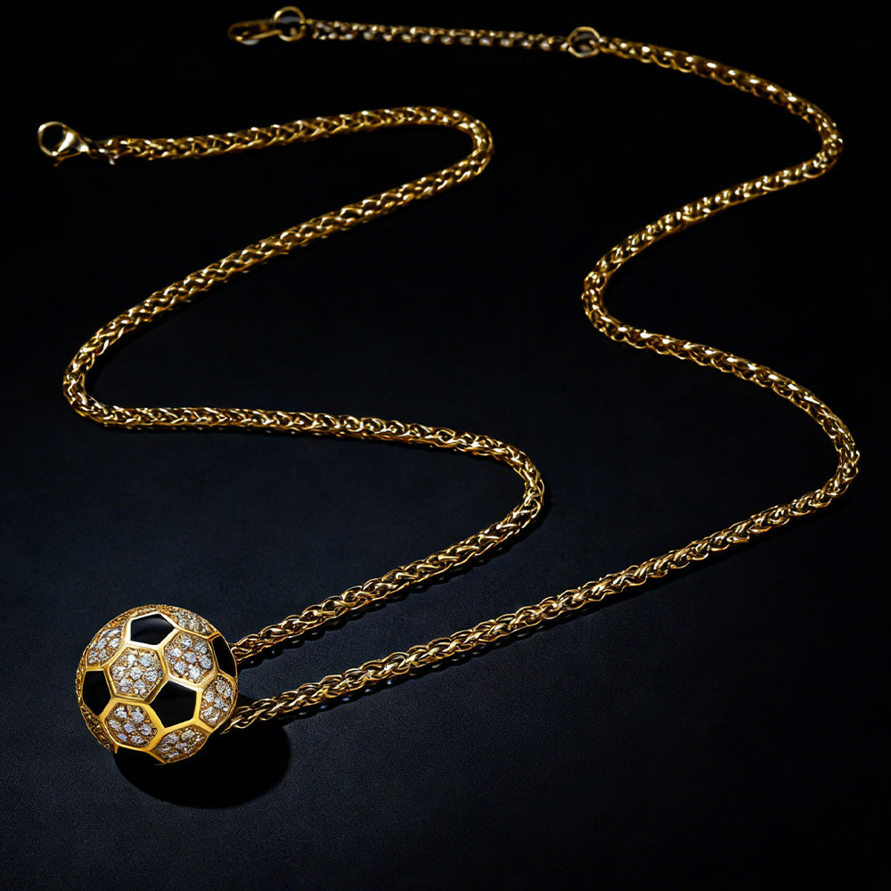  3D CZ Football Necklace Sports Pendant for Fan