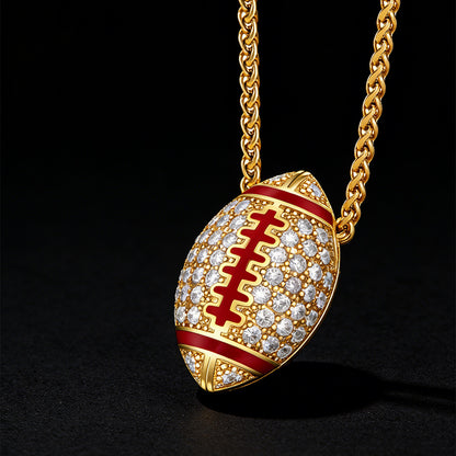 3D Zirconia American Football Pendant for Sports Fan