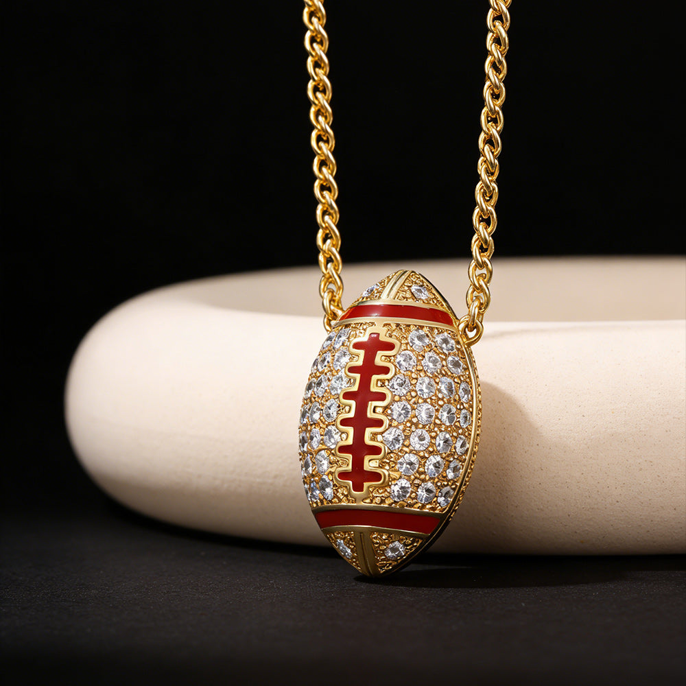 3D Zirconia American Football Pendant for Sports Fan