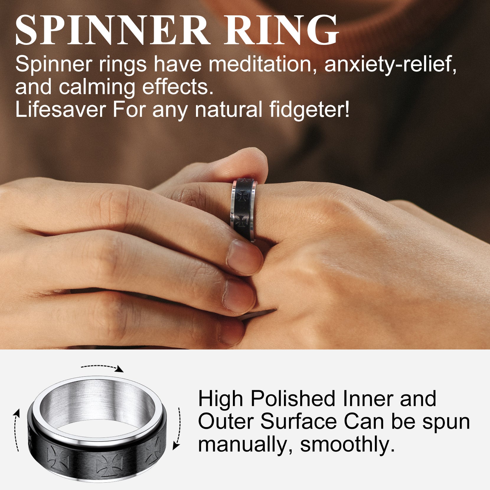 Egyptian Eye Of Horus Spinning Fidget Anxiety Ring