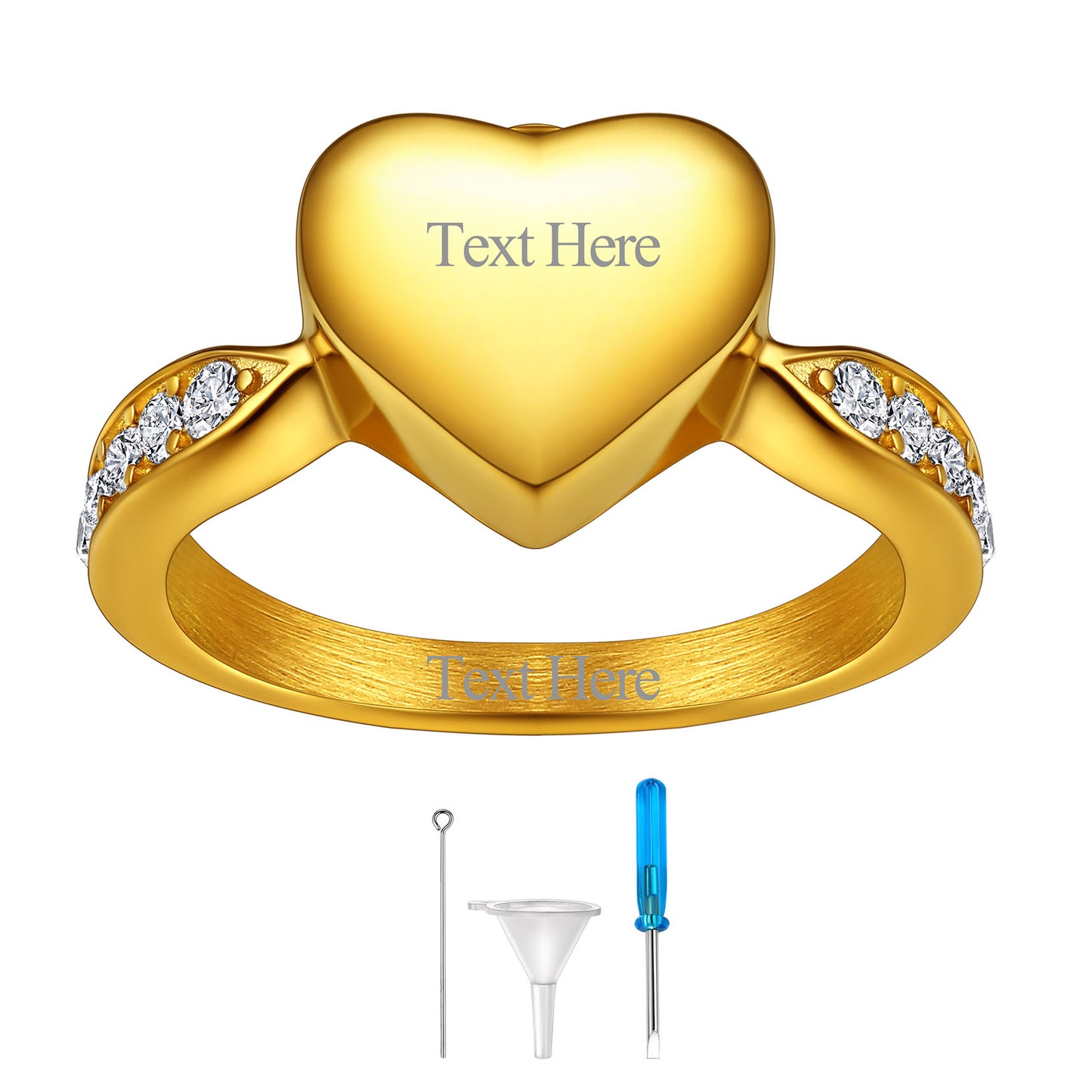 Gold Keepsake Ring for Ashes Waterproof Design
