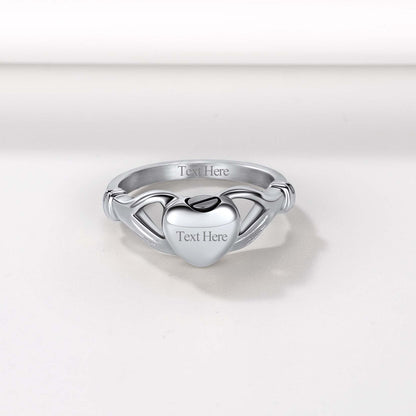  Personalised Claddagh Heart Celtic Knot Urn Ring for Women