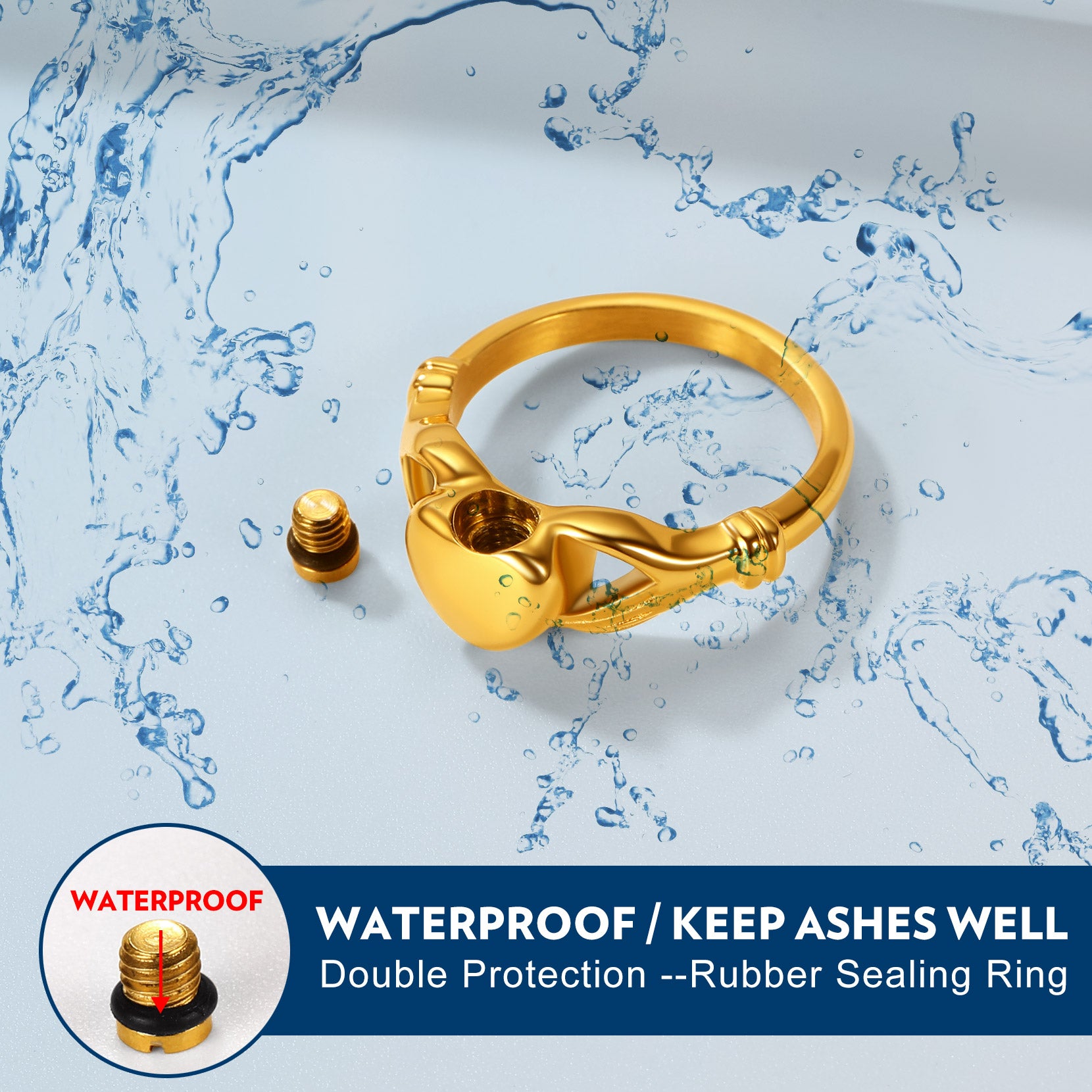  Personalised Claddagh Heart Celtic Knot Urn Ring for Women