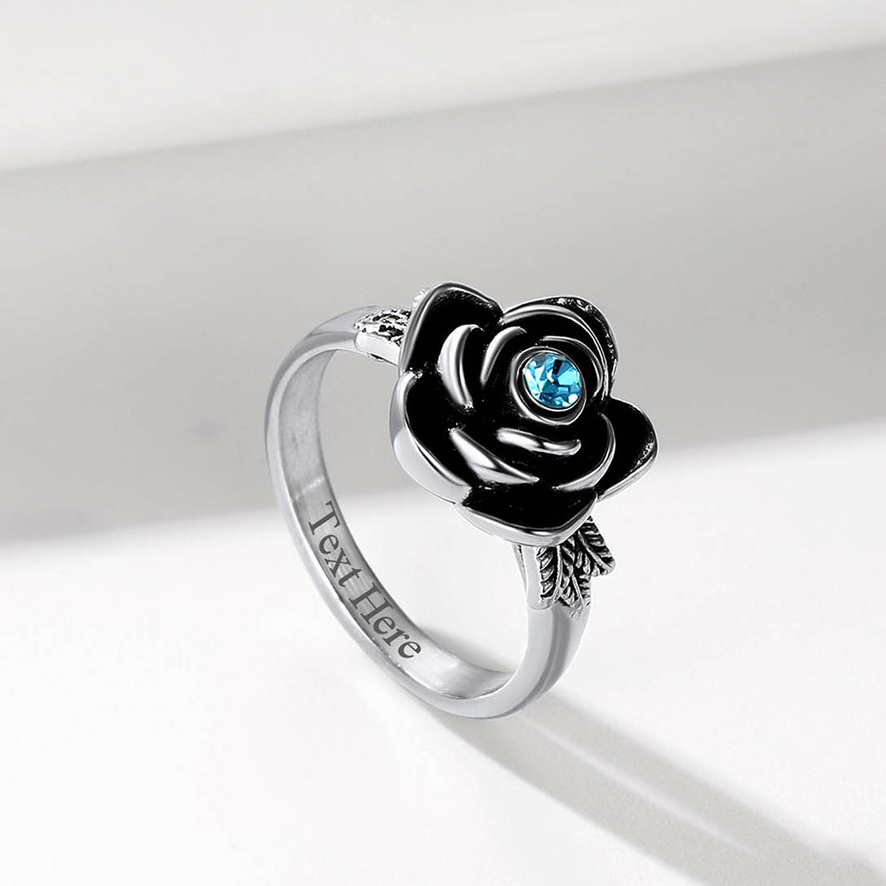  Personalized Cremation Rose Urn Ashes Ring with Birthstone for Women