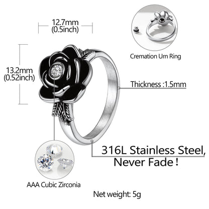  Personalized Cremation Rose Urn Ashes Ring with Birthstone for Women