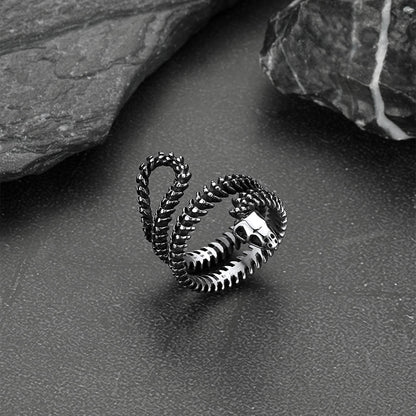 Snake Bone Stainless Steel Skull Ring for Men Women FaithHeart Jewelry