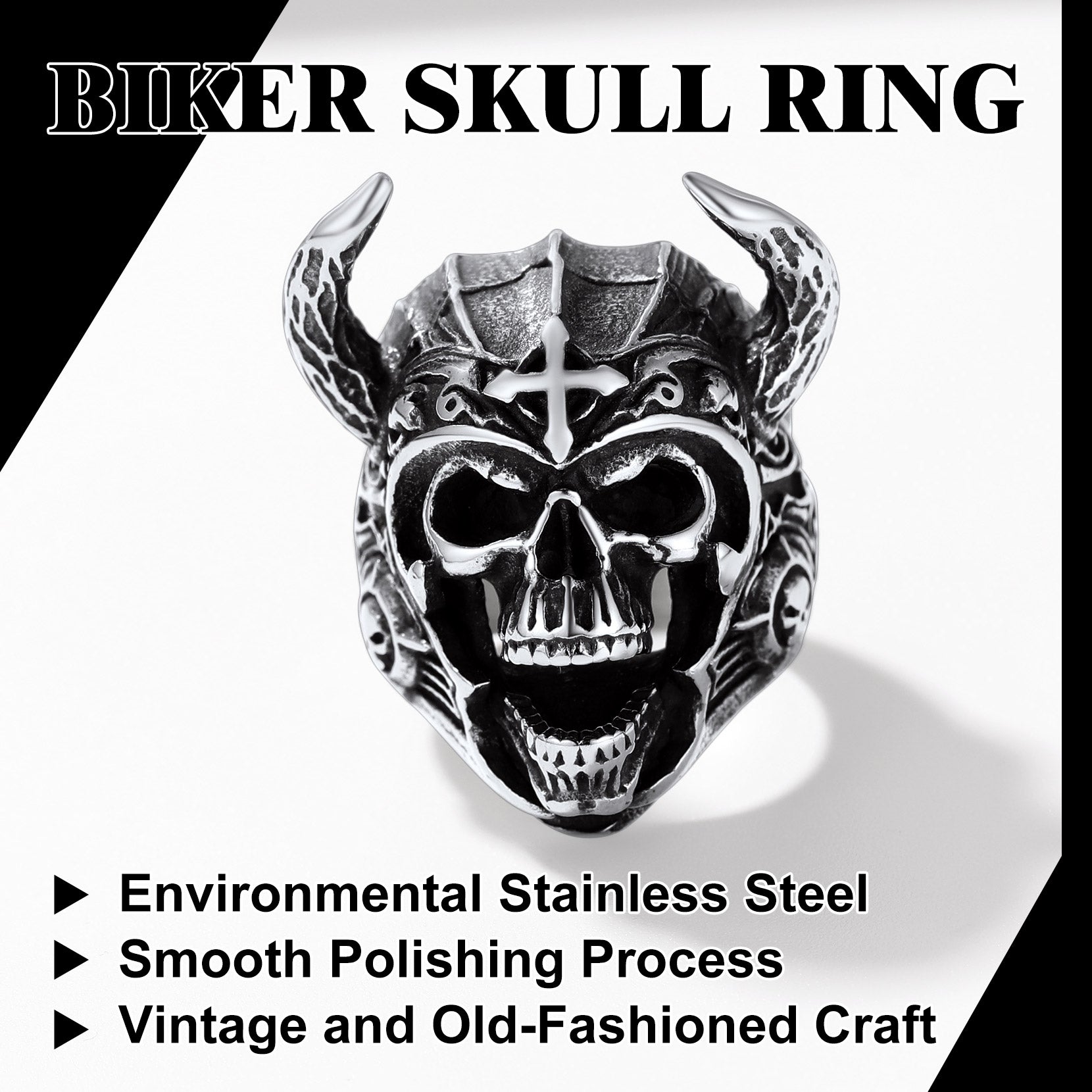 Punk Masculine Biker Skull Halloween Rings for Men