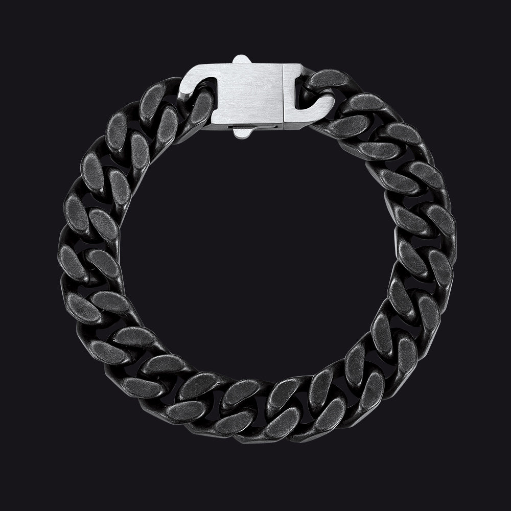 Retro Distressed Heavy Metal Punk Cyberpunk Cuban Link Chain Bracelet for Men