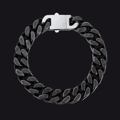 Retro Distressed Heavy Metal Punk Cyberpunk Cuban Link Chain Bracelet for Men