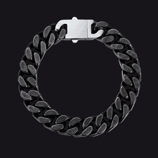 Retro Distressed Heavy Metal Punk Cyberpunk Cuban Link Chain Bracelet for Menimg