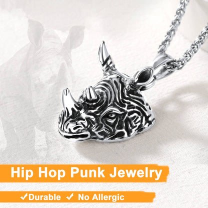 Flash Sale Gothic Rhinoceros Pendant Men Necklace