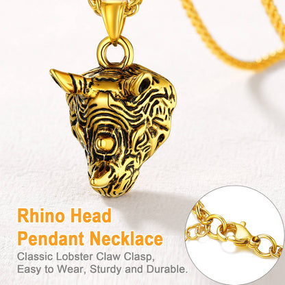 Flash Sale Gothic Rhinoceros Pendant Men Necklace