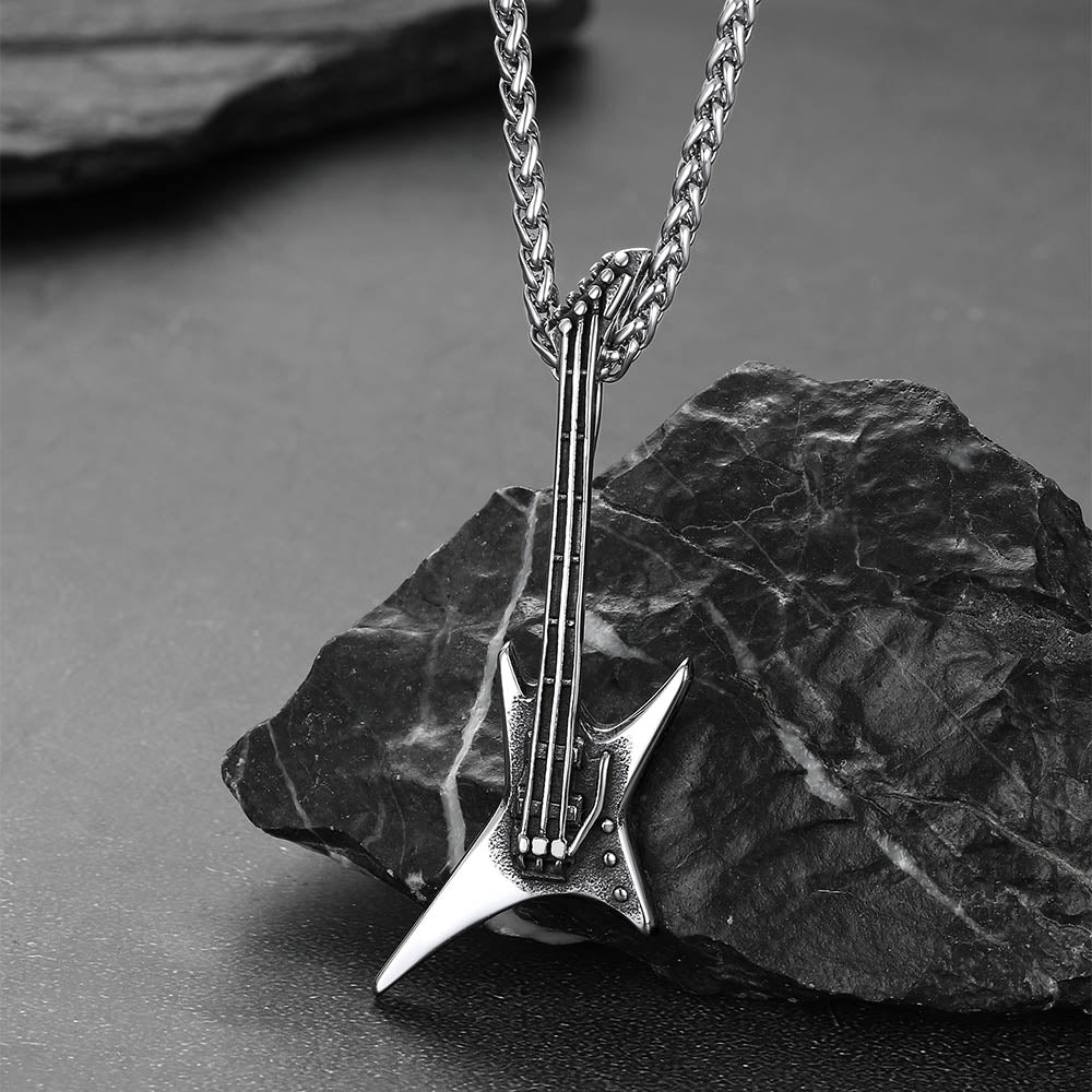 Rock Guitar Pendant Music Necklace for Men Boys