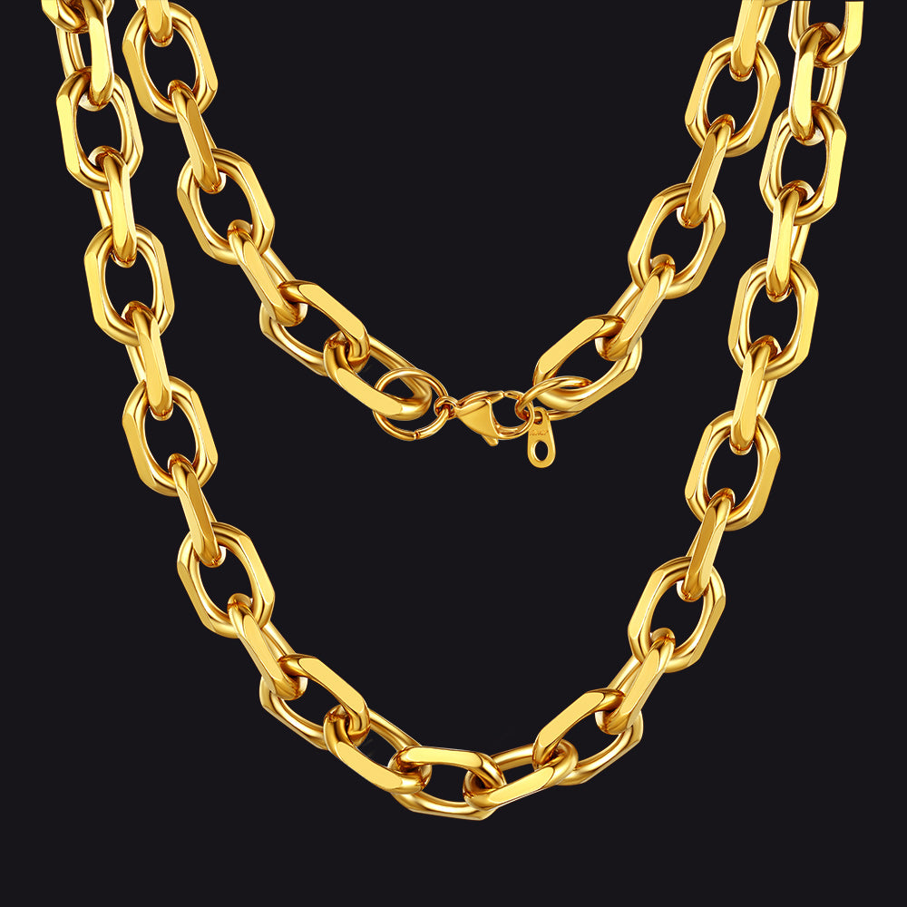 Classic Rolo Link Chain Necklace For Men 18"-30"