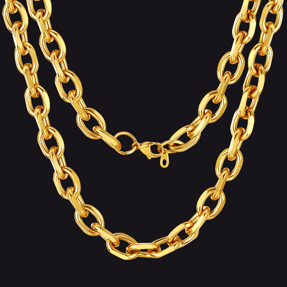 Classic Rolo Link Chain Necklace For Men 18"-30"