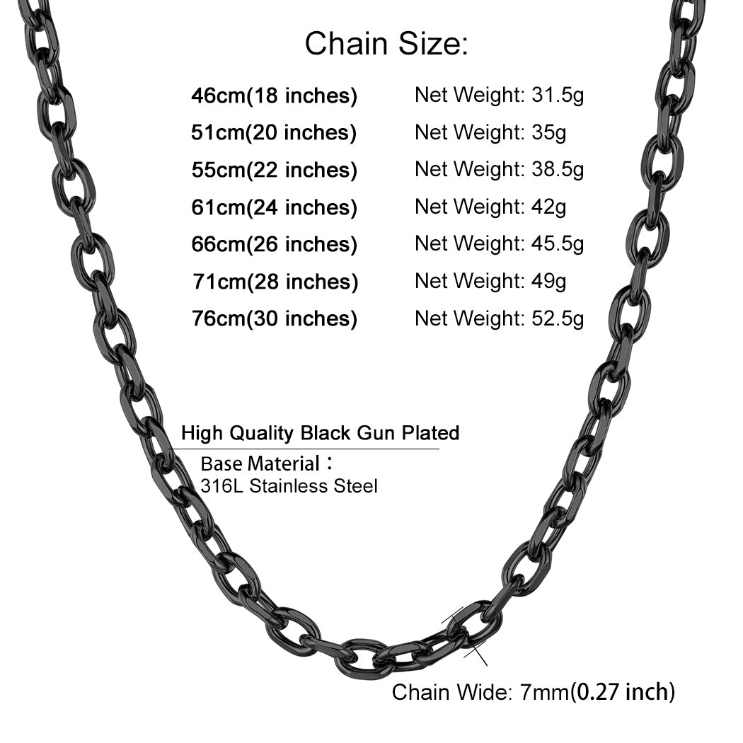 Classic Rolo Link Chain Necklace For Men 18"-30"