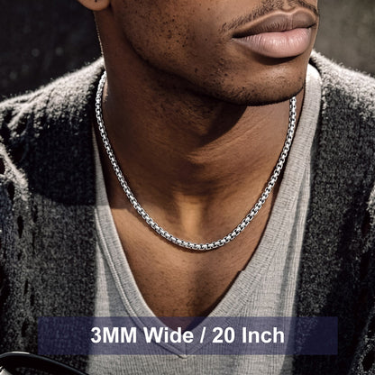Rolo Cable Chain Necklace for Men, 2.5/3MM Width